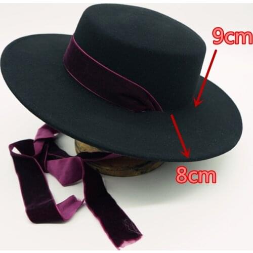 202011-panshi-shirong autumn wool velet ribbon bowknot lady fedoras cap women leisure panama jazz hat