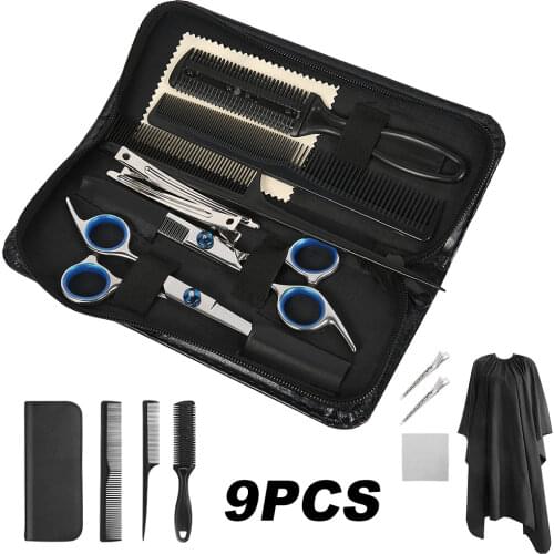 4/10/11/12PCS Hairdressing Kits Barber Scissors Set Hair Trimmer Cutting Shears Haircut Comb Clips Barber Accessories Hair Salon