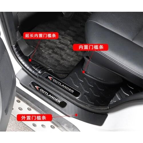 Carbon fiber pattern metal car Scuff Plate/Door Sill Door Sill For Mitsubishi Outlander Samurai 2013-2019 Car styling