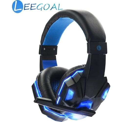 LED Wired Headphone Live Chat Gaming Headset with Microphone Adjustable Volume Headband for Laptop Tablet PC PS4 v Cowin Bluedio