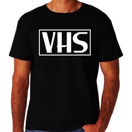 Retro VHS Video Cassette Tape Logo 80 Party Costume Movie Geek Black T-Shirt