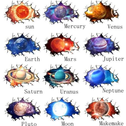 Space Planets Wall Sticker For Kid Bedroom Living Room Self-adhesive Vinyl Floor Wall Decoration Home Decor House Ceiling Poster
