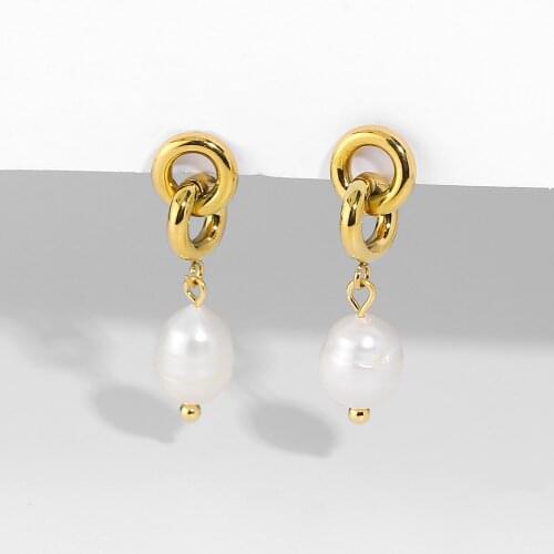 Bohemian Style Handmade Semi-Precious Stone Beads Earrings For Women Girls Freshwater Pearl Earrings Jewelry Female Accessories