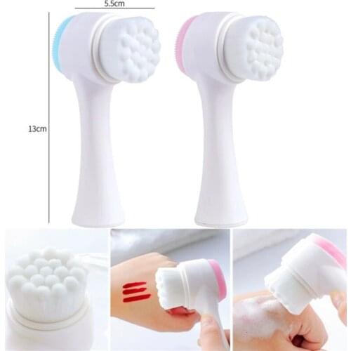 Facial Cleansing Massage Washing Brush Skin Care Tool Portable Double-sided Silicone Washing Brush