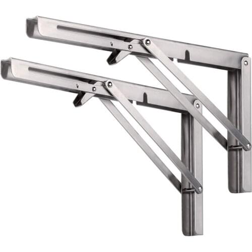 Folding Shelf Brackets, Heavy Duty Stainless Steel Foldable Wall Mount Shelf-Bracket, Suitable for DIY Various Space-Saving Work