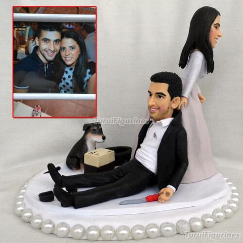 Custom wedding cake topper with dog Pet Portrait Custom Customized Family Cake Topper great idea unique gift made by hand statue