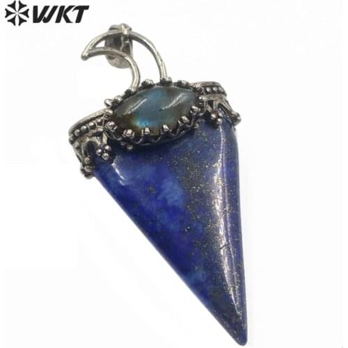WT-P1491 Triangle shape with moon carving Pendant natural colorful stone Pendant women birthday Gift Jewelry Pendant new