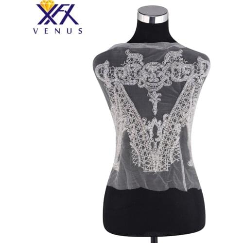 XINFANGXIU 1 Piece Crystal Rhinestone Applique Beaded Patch Dress Embellishment Clothes Trimming for Bridal Party Dress