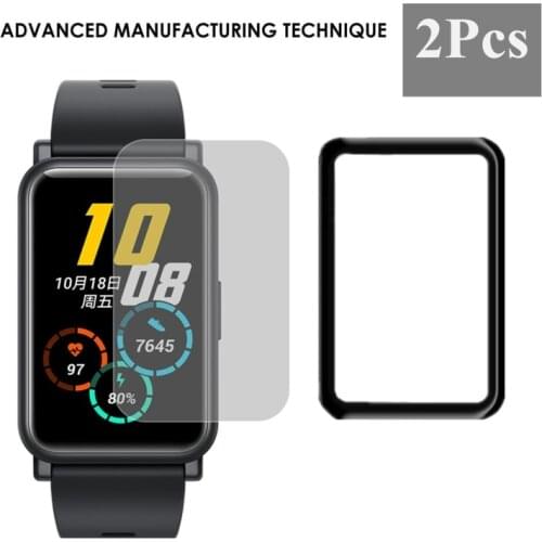 2Pcs Curved Full Cover Film For -Huawei Watch Fit Honor Watch ES Smart Watch Screen Soft Protective Film (not Temper Glass)
