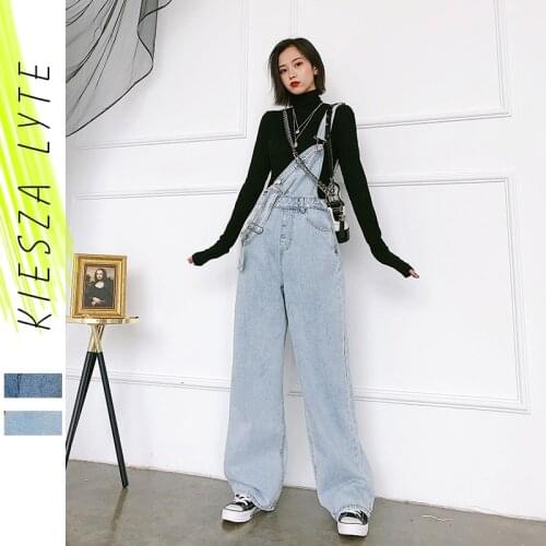 Women Jeans Suspenders Loose Straight Denim Jeans Overalls Casual Ladies Jumpsuit Romper Fashion Streetwear Female