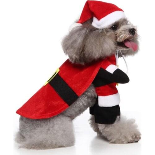 Christmas Pet Clothes for Dogs Xmas Santa Cat Costume Winter Warm Cat Coat Jacket Fleece Puppy Hoodies Kitten