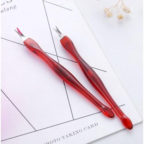 Nail Art Manicures Tools Dead Skin Fork Salon Cuticle Pusher Trimmer Peeling Knife Cuticle Remover Red Color Cosmetic 2/3Pcs