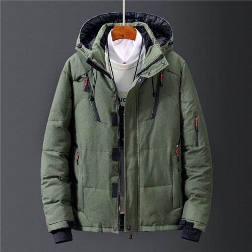 2021 Winter Warm Down Parkas Casual Slim Zipper Multi-Pockets White Duck Down Coats Overcaot Windbreaker Thicken Skiing Jackets