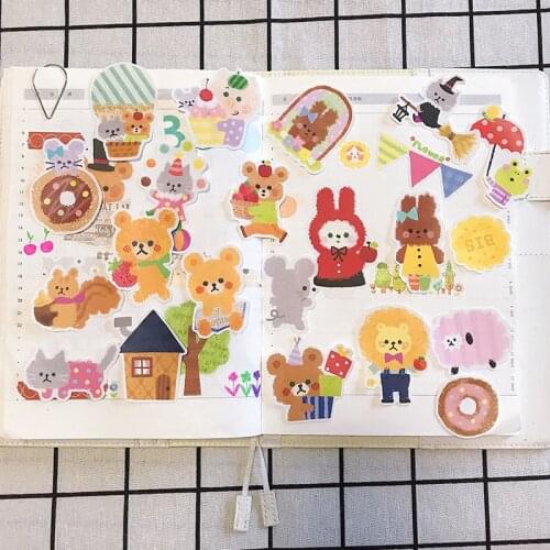 24PCS Cute gummy bear animal Stickers Crafts And Scrapbooking stickers kids toys book Decorative sticker DIY Stationery