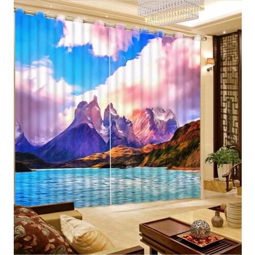 New Custom 3D Beautiful 3D Curtain Colorful Mountain View Bed Room Living Room Office Hotel Cortinas Blackout Curtain Fabric