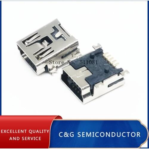 500pcs 5pin SMD miniUSB socket female SMD mini USB plug seat connector good quality and ROHS