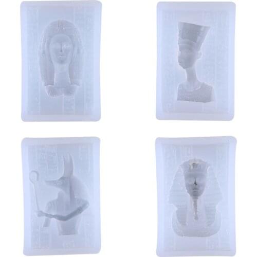 83XC Egyptian Pharaoh Head Portrait Silicone Mold DIY Craft Pendant Molds UV Epoxy Resin Fondant Mould