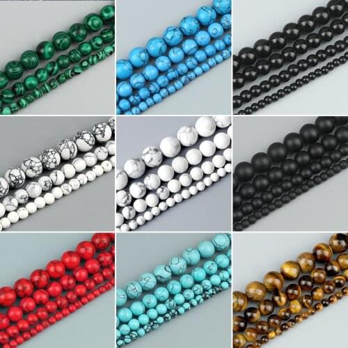 9 style High Quality Beads 4 6 8 10MM Tiger EYe Turquoises Loose Round Natural Stone Beads For Making DIY Jewelry Bracelet Gift
