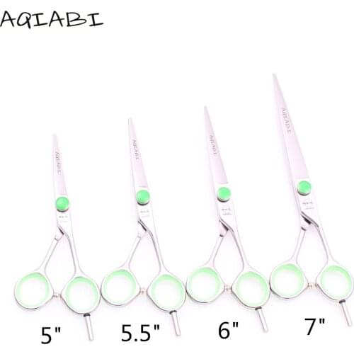 A1121 5" 5.5" 6" 7" JP 440C AQIABI Brand Salon Hairdressing Scissors Cutting Shears Thinning Scissors Hair Scissors Finger Rest