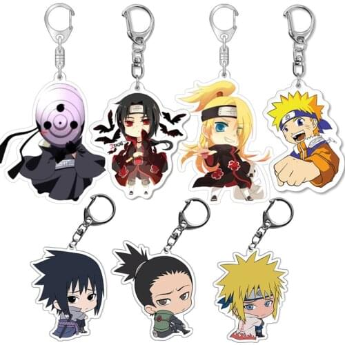Anime Naruto Figures Keychain Charms Accessories Cute Cartoon Uchiha Itachi Sasuke Acrylic Car Keychains Toys for Children Gifts