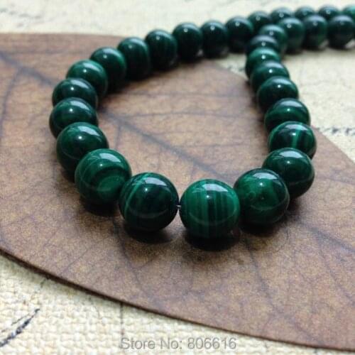 100% AA Grade (40Pcs=1Strand / lot ) 10MM Pure Natural Malachite Bead Semi-precious Stone Strands Jewelry Loose Beads
