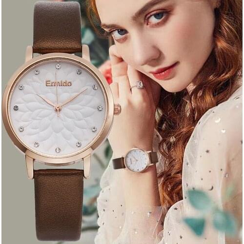 Camellia Texture Dial Design Women Watches Fashion Casual Ladies Leather Wristwatches 2021 Brand Simple Female Quartz Clock