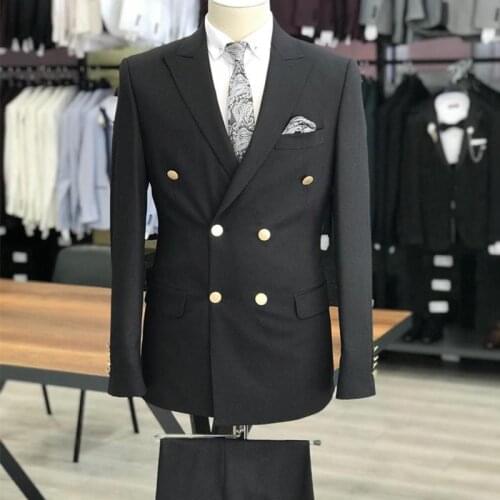 Black Mens Suit for the Groom Two Pieces Herringbone Costume Homme Mariage Peaky Blinders Latest Coat Design Jacket Pants