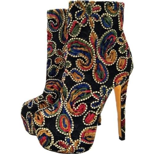 FGHGF NEW Shoes, ladys ankle boots, high-heeled boots, multi-colour knitted material, 16cm high-heeled bare boots