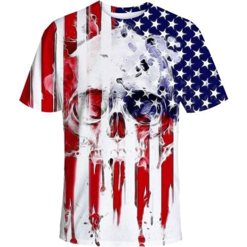 Independence Day USA Flag Print Mens T Shirts Fashion O-neck Graphic Summer Tees Men Graphic Short Sleeve Tees Loose Streetwear