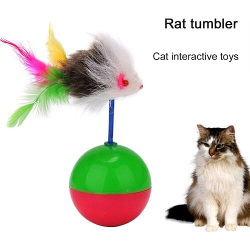 Pet Dog Cat Play Tumbler False Mouse Toy Feather Ball Activity Toy Teaser Outdoor Play Activity Training Toy