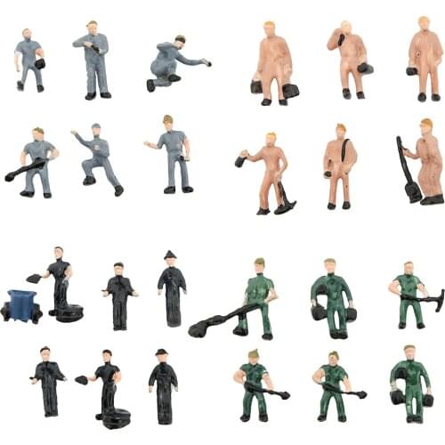 25Pcs HO 1:87 Scale Model Train Railway Worker Toys Miniature Architecture Train Repairmen Group for Diorama Railway Layout Kits