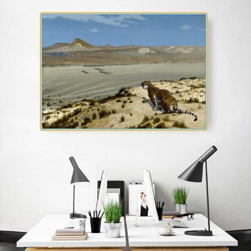 Citon Jean-Leon Gerome《Tiger on the Watch》Canvas Oil Painting World Famous Artwork Picture Modern Wall Art Decor Home Decoration