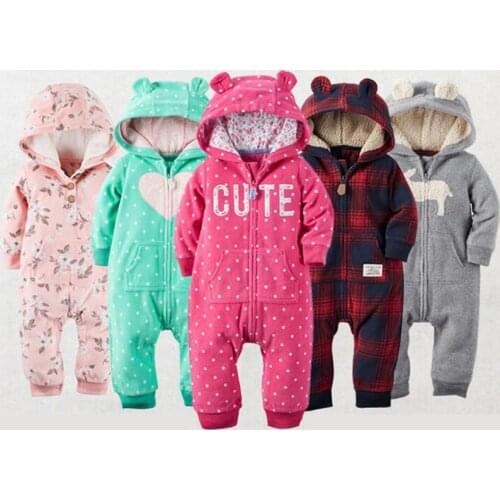 Newborn Infant Toddler Baby Rompers 2021 Sping Fall Warm Baby boys clothes Fleece baby girls Animal Overall baby jumpsuits