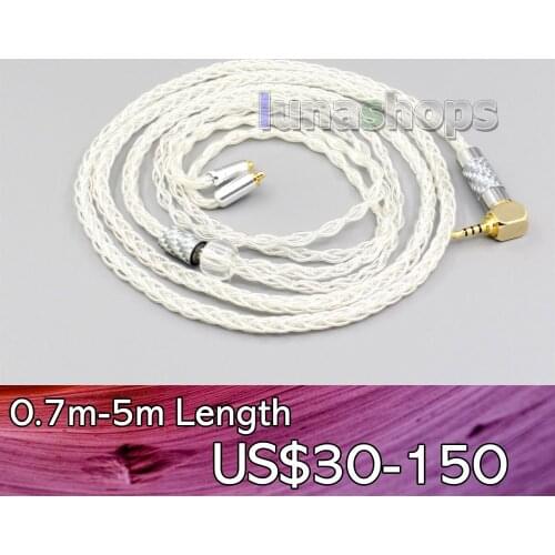 LN006247 8 cores 99.99% Pure Silver Earphone Cable For Shure se535 se846 MMCX AKG N5005 N40 N30 Custom armature in ear custom