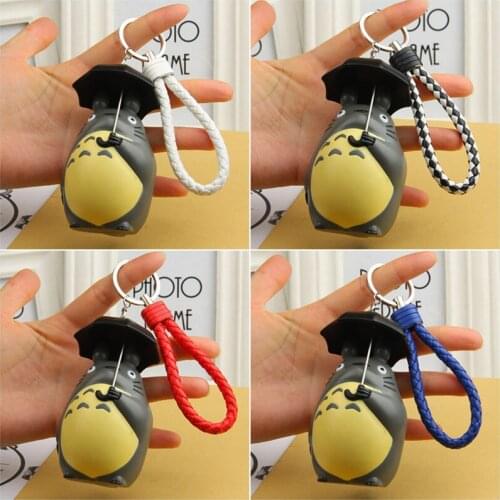 Fashion Anime Keychain Cute Kawaii Cat Key Chain Ring Totoro Keychains for Ladies Trinket Charm Women Girl Kids Keyring