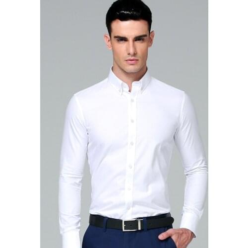 2020 Brand New High Quality Regular Fit Shirt For Men Cotton Blend Long Sleeves Dress Business Casual Masculina Camisas