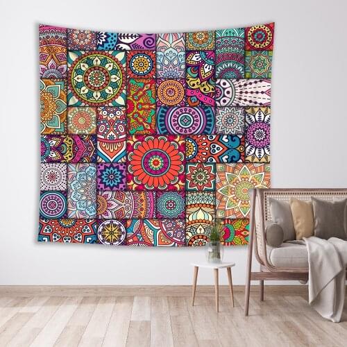 LEVOO Tapestry Wall Mandala Abstract Ancient Geometry Colorful Galaxy Watercolor Art Graphic Home Decoration Wall Room Decor