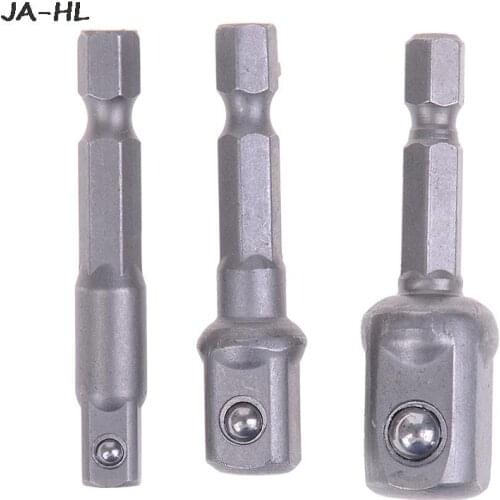 New 3pcs/set Chrome Vanadium Steel Socket Adapter Hex Shank To 1/4" 3/8" 1/2" Extension Drill Bits Bar Hex Bit Set Power Tools