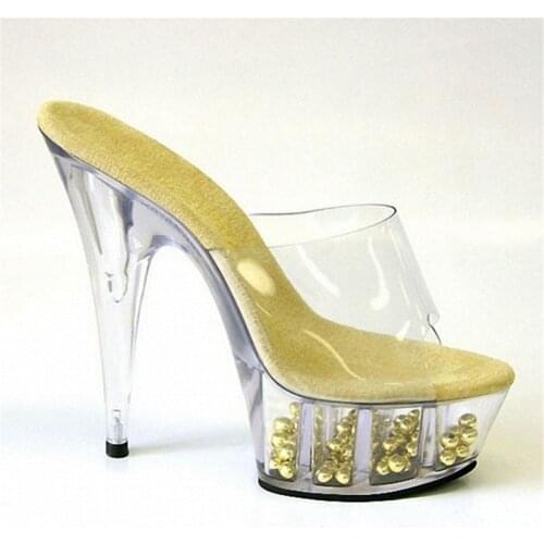 New style, beautiful transparent platform high heels, 15cm sexy model sandals, pole dancing shoes