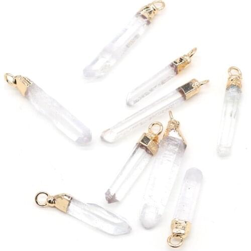 2 Pcs Natural Crystal Stone Pendants Irregular Clear Quartzs Transparent Stone Charms For Jewelry Making Necklace Bracelet