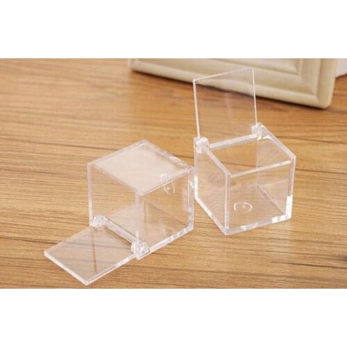 200pcs Food Grade Clear Plastic Square Box Candy Box Flip Transparent Gift Packing Case Wedding Favor Souvenirs SL4001
