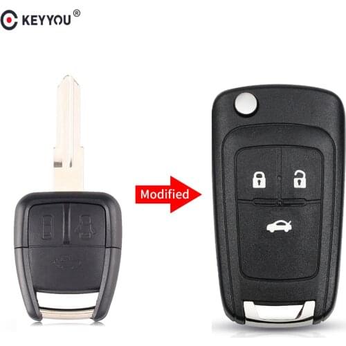 KEYYOU 3 Buttons Flip Folding Key Shell for Chevrolet Cruze Aveo Remote Key Case Uncut Blank Free Shipping