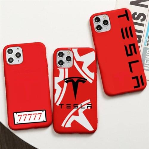 Luxury car brand Tesla Phone Case For iphone 12 11 Pro Max Mini XS 8 7 6 6S Plus X SE 2020 XR Red Cover