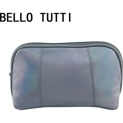 BELLO TUTTI New Women Genuine Leather Cosmetic Bags Original Sheepskin Travel Storage Coin Purse Card Holder Short Money Wallets