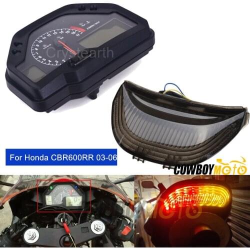 Motorcycle Tachometer Gauges Speedometer Odometer Instrument Assembly + LED Turn Signal Tail Light For Honda CBR600RR 2003-2006