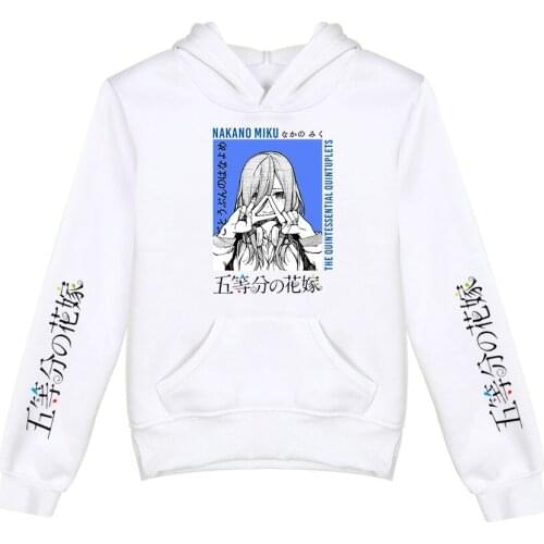 3D Anime Hoodies Sweatshirts Cute Nakano Miku The Quintessential Quintuplets Childen Hooded Casual Boy Girl Kids Clothing