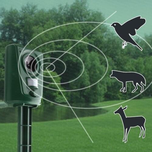 Outdoor Garden Solar Ultrasonic Animal Bird Dog Repeller PIR Sensor Dispeller