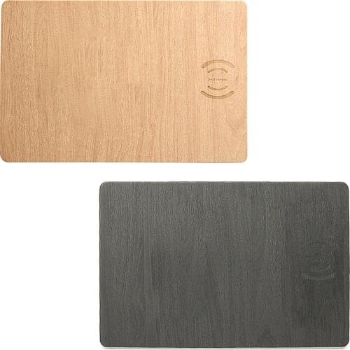 Vococal 2 in 1 10W Wireless Charger Mousepad Universal PU Leather Wood Texture Mouse Pad Mat for Samsung Galaxy Note 10 Plus