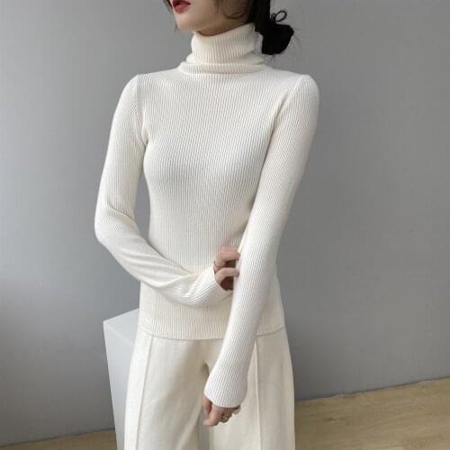 2021 New Women Autumn Turtleneck Sweater Long Sleeve Women Warm Sweater Pure Color Winter Thick Pullovers Pull Femme