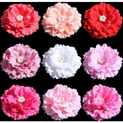 200pcs/lot 11CM 20 Colors Newborn DIY Chic Shabby Artificial Shaped Fabric Hair Flowers With Decorative Button For Wedding